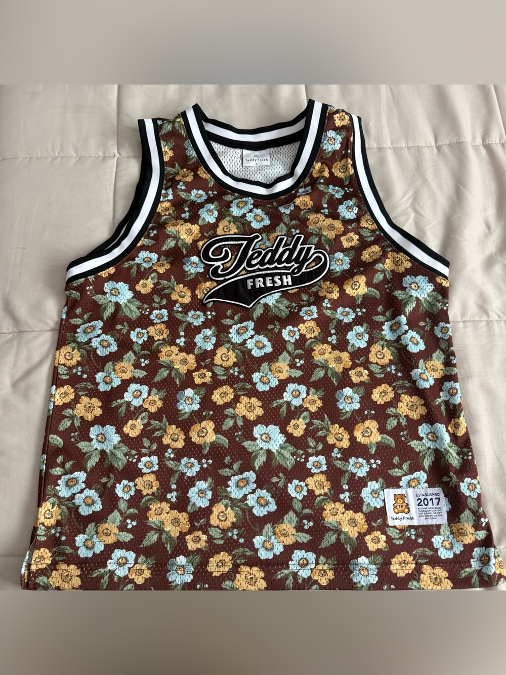 Teddy Fresh Floral Basketball Jersey Tank Top Men’s Size Large L